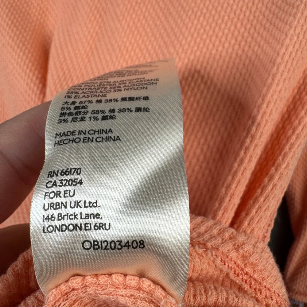 Free People Tee In The Mix Cuff Crochet Thermal Desert Orange Size XS OB1203408